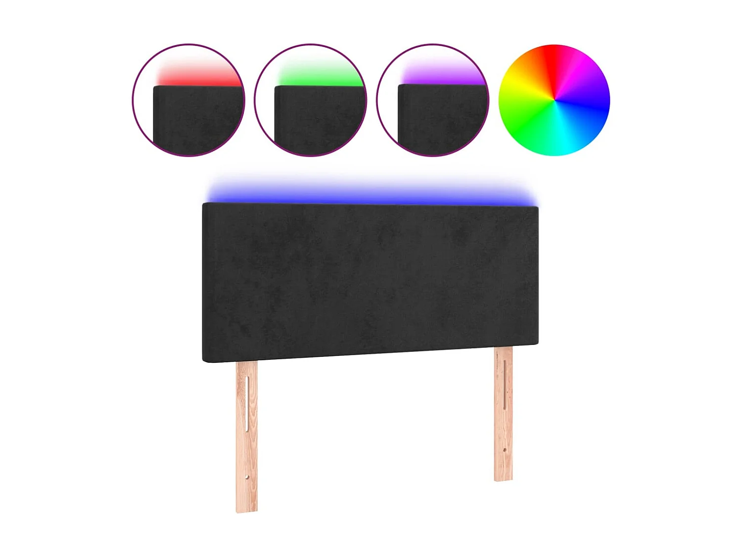 Cabecero | Cabezal de Cama | Mueble cabecero con LED de terciopelo negro 80x5x78/88 cm