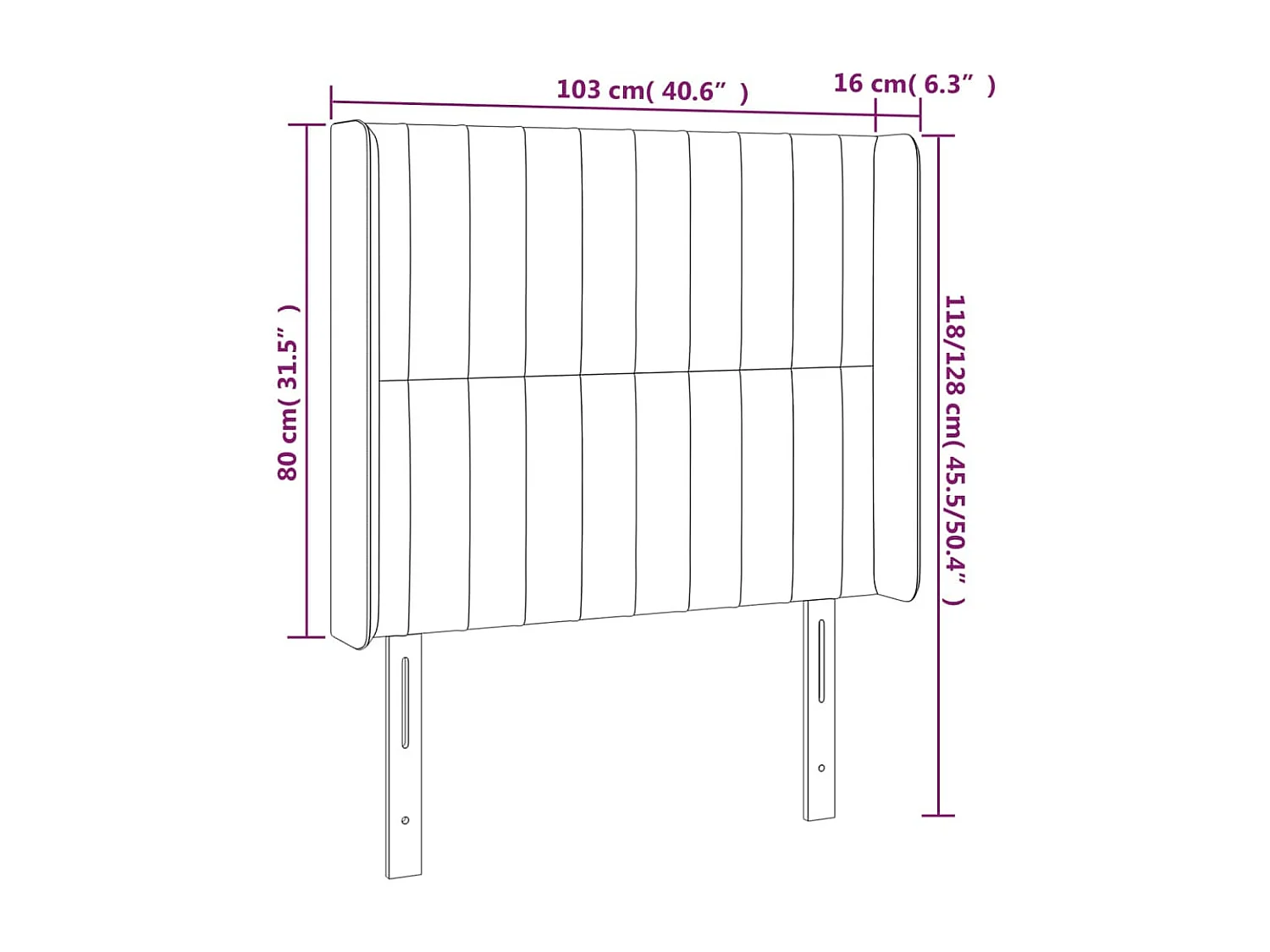 Tête de Lit | Panneau de tête pour lit Moderne à LED Taupe 103x16x118/128 cm Tissu