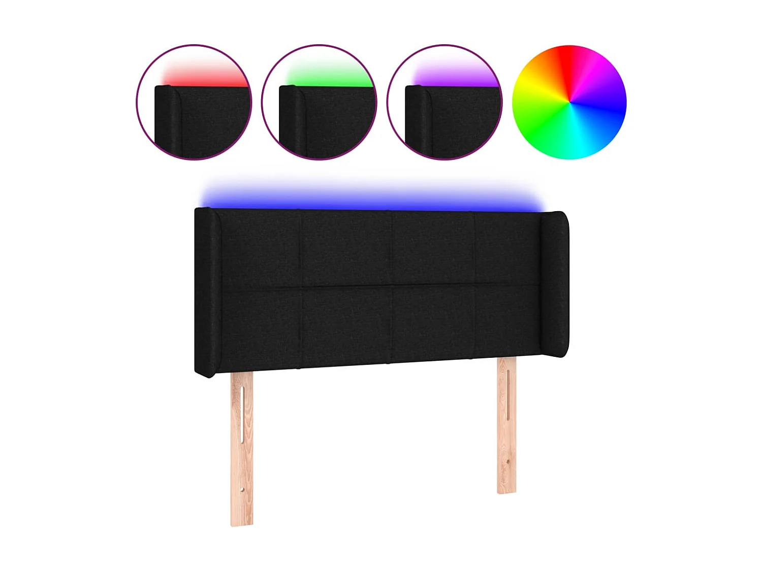 Tête de Lit | Panneau de tête pour lit Moderne à LED Noir 93x16x78/88 cm Tissu