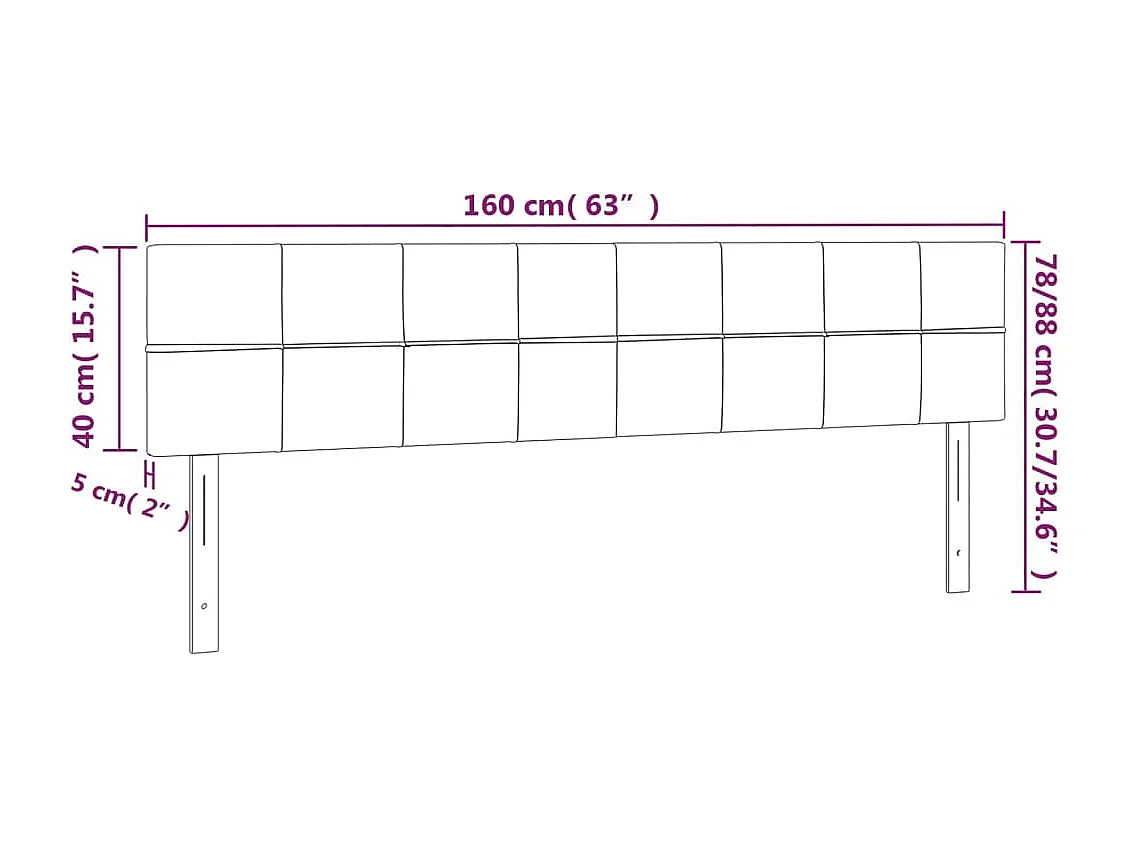 Hoofdbord | Hoofdeinde LED 160x5x78/88 cm fluweel donkerblauw