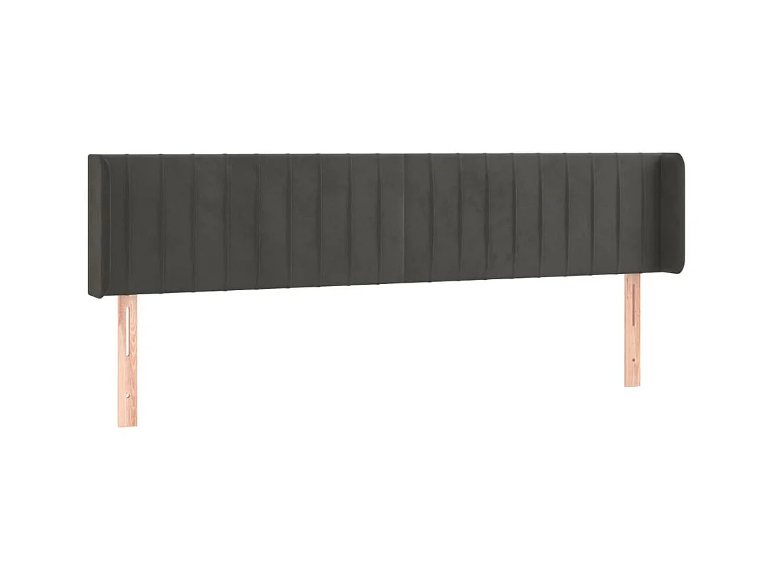 Tête de Lit | Panneau de tête pour lit Moderne à LED Gris foncé 183x16x78/88 cm Velours
