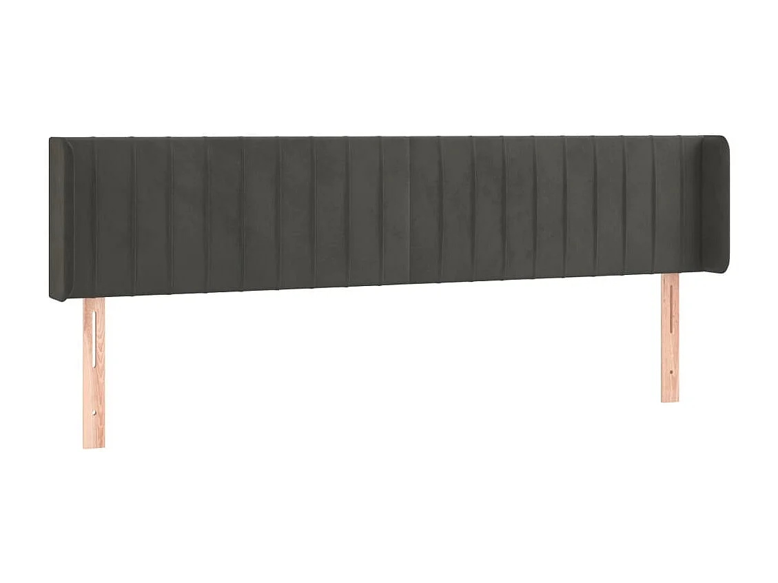 Hoofdbord | Hoofdeinde LED 183x16x78/88 cm fluweel donkergrijs