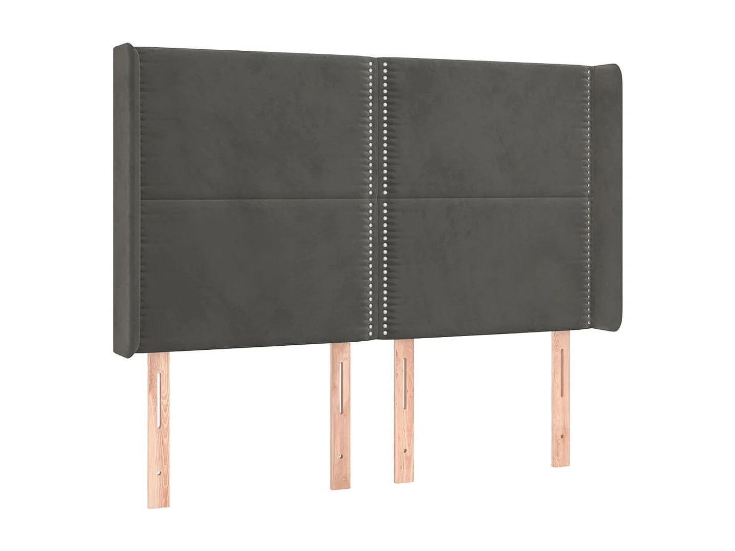 Tête de Lit | Panneau de tête pour lit Moderne avec oreilles Gris foncé 147x16x118/128 cm Velours