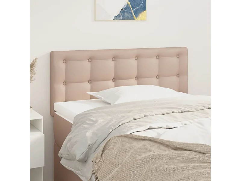 Mueble cabecero | Cabezal de cama | Cabecero de cuero sintético color capuchino 90x5x78/88 cm