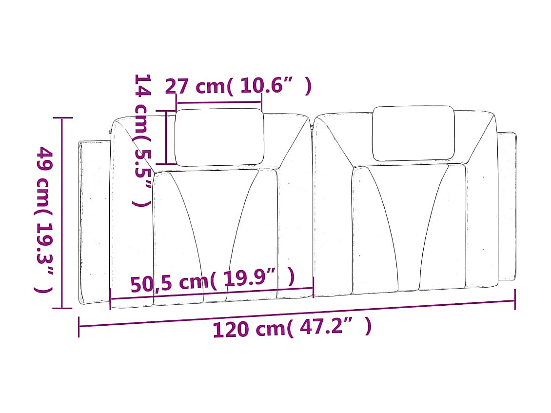 Cabecero de Cama | Cabezal de cama | Mueble de cabecero acolchado Viana cuero sintético negro 120 cm