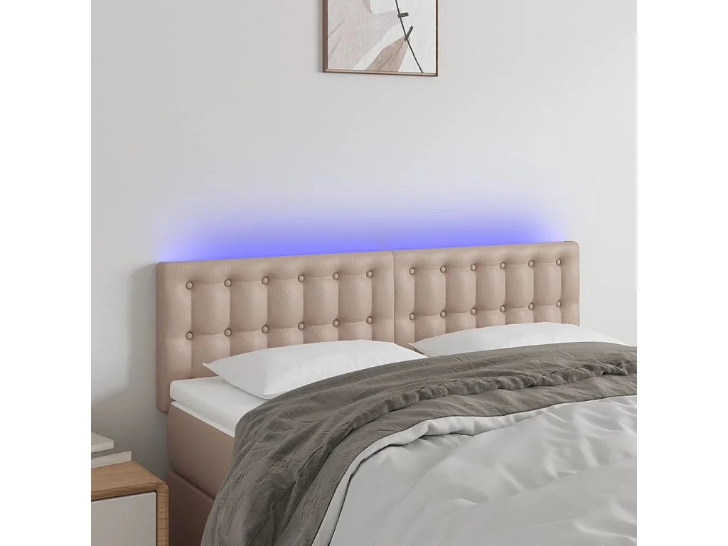 Hoofdbord | Hoofdeinde LED 144x5x78/88 cm kunstleer cappuccinokleurig