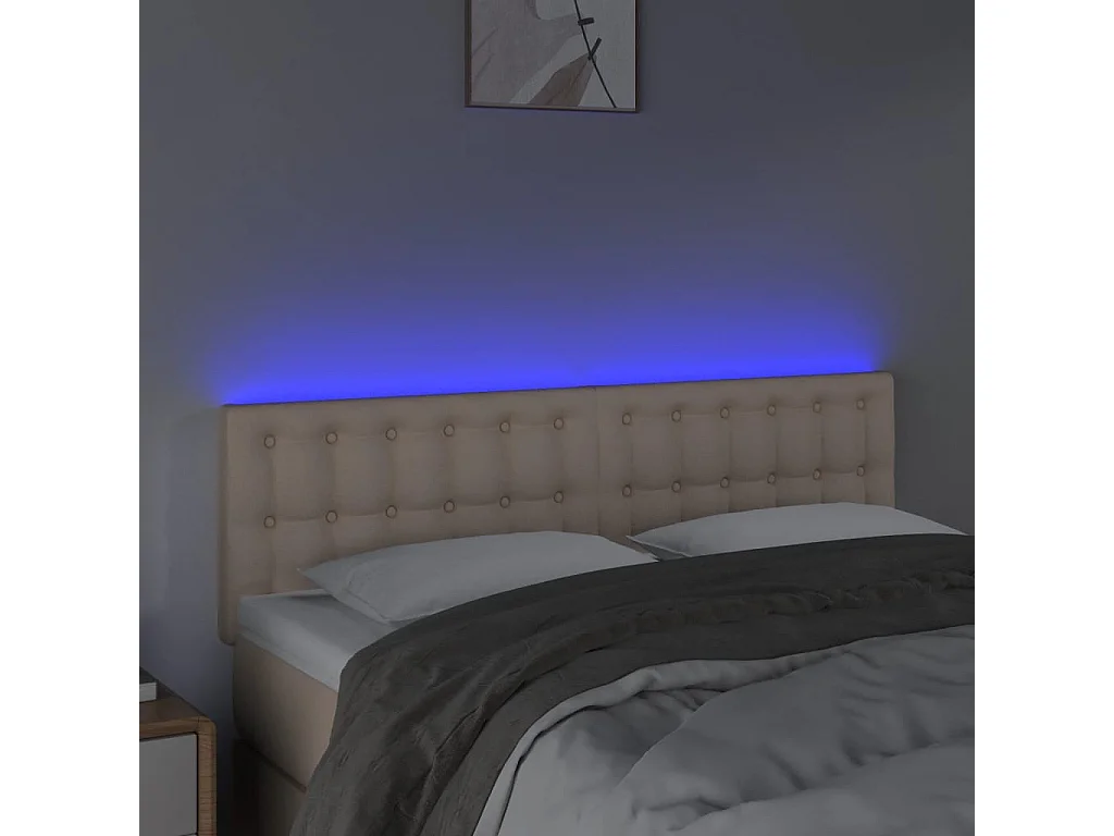 Hoofdbord | Hoofdeinde LED 144x5x78/88 cm kunstleer cappuccinokleurig