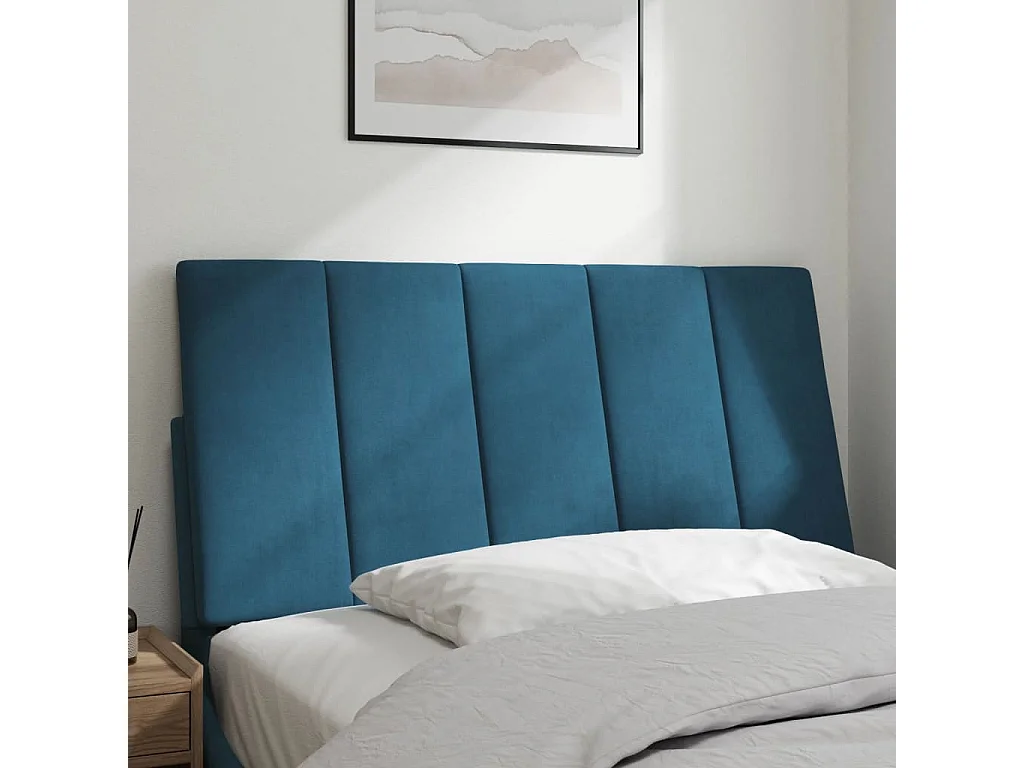 Cabecero de Cama | Cabezal de cama | Mueble de cabecero acolchado Hanko terciopelo azul 100 cm
