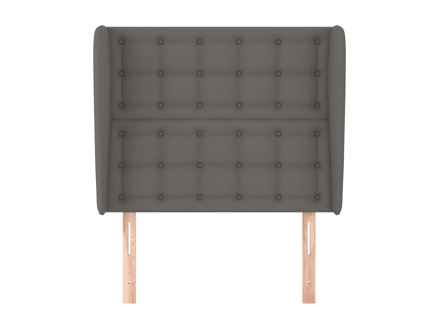 Cabecero | Cabezal de Cama | Mueble cabecero con orejas cuero sintético gris 93x23x118/128cm