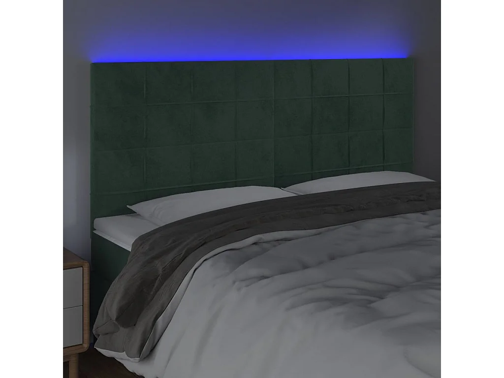 Hoofdbord | Hoofdeinde LED 200x5x118/128 cm fluweel donkergroen