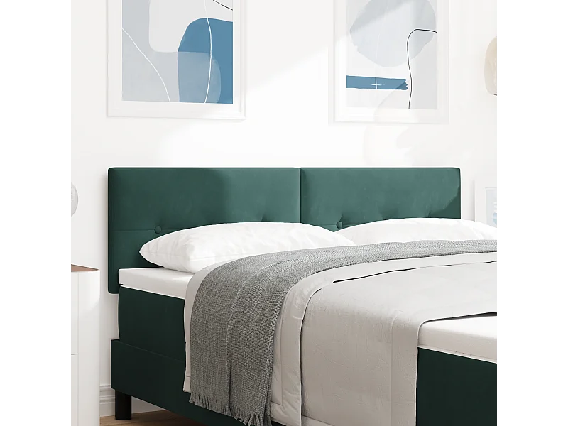 Tête de lit Montage mural | Panneau de tête pour lit Moderne  Vert foncé 144 cm Velours