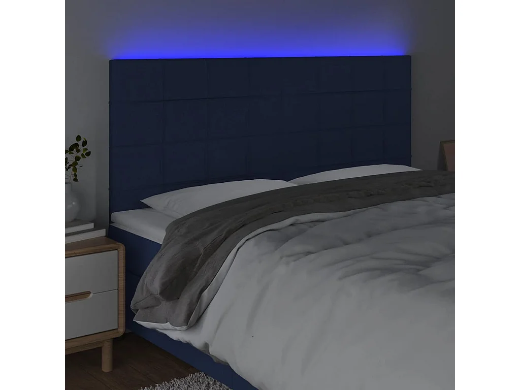 Hoofdbord | Hoofdeinde LED 200x5x118/128 cm stof blauw