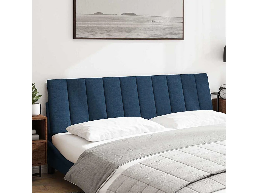 Cabecero de Cama | Cabezal de cama | Mueble de cabecero acolchado Hanko tela azul 180 cm