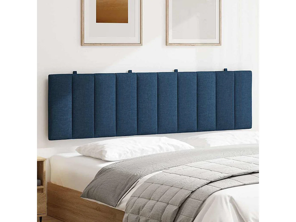 Cabecero de Cama | Cabezal de cama | Mueble de cabecero acolchado Hanko tela azul 180 cm