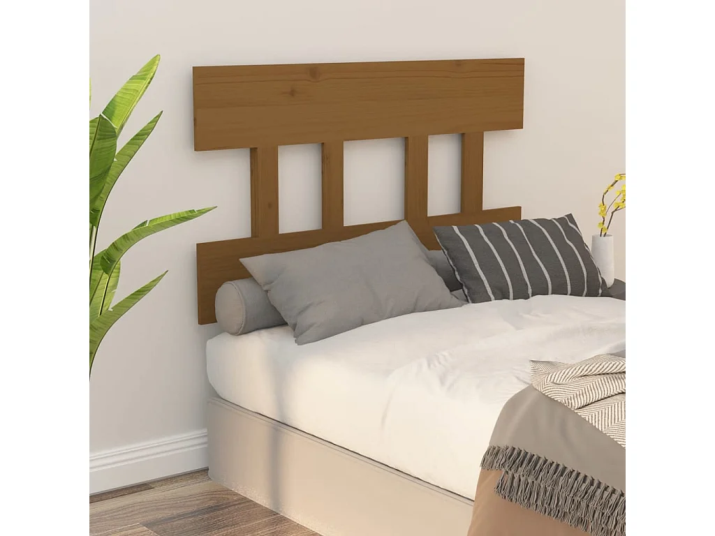 Tête de Lit | Panneau de tête pour lit Moderne Marron miel 103,5x3x81 cm Bois massif de pin
