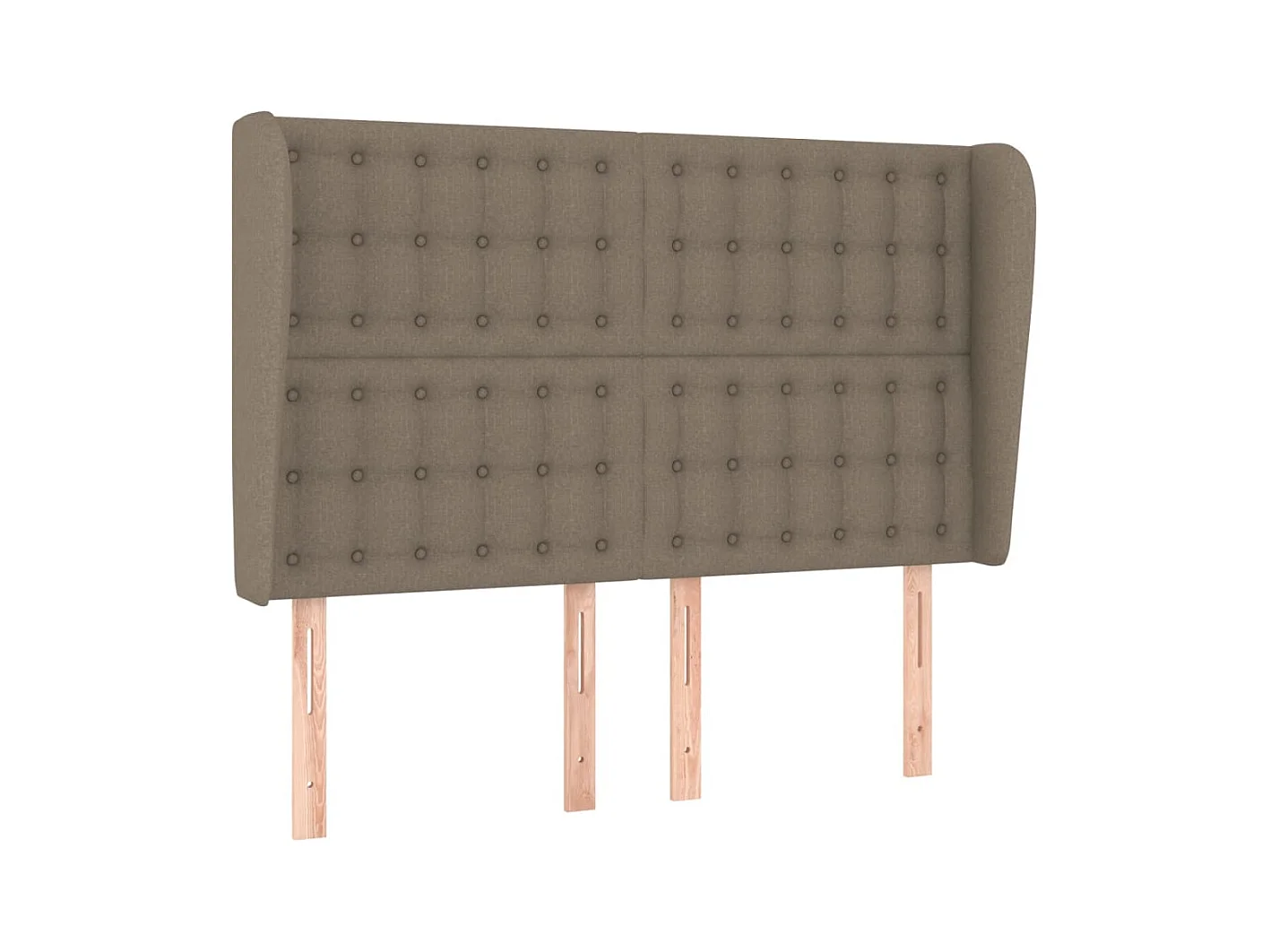 Cabecero | Cabezal de Cama | Mueble cabecero con orejas de tela gris taupe 147x23x118/128 cm
