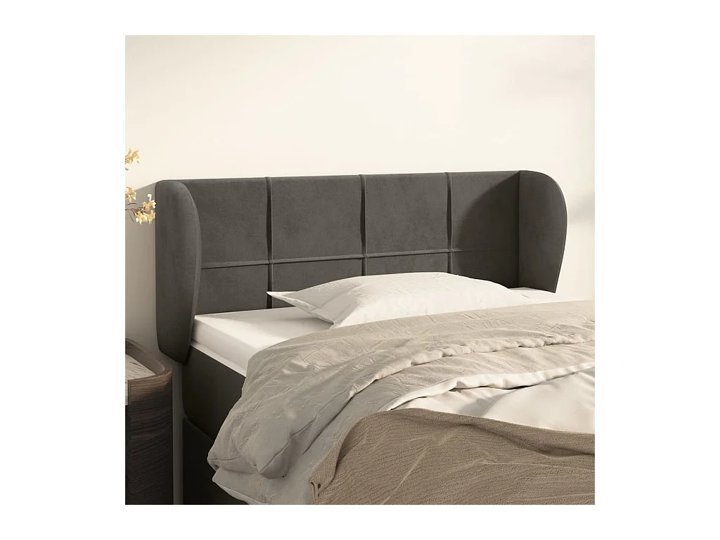 Mueble cabecero | Cabezal de cama | Cabecero de terciopelo gris oscuro 93x23x78/88 cm