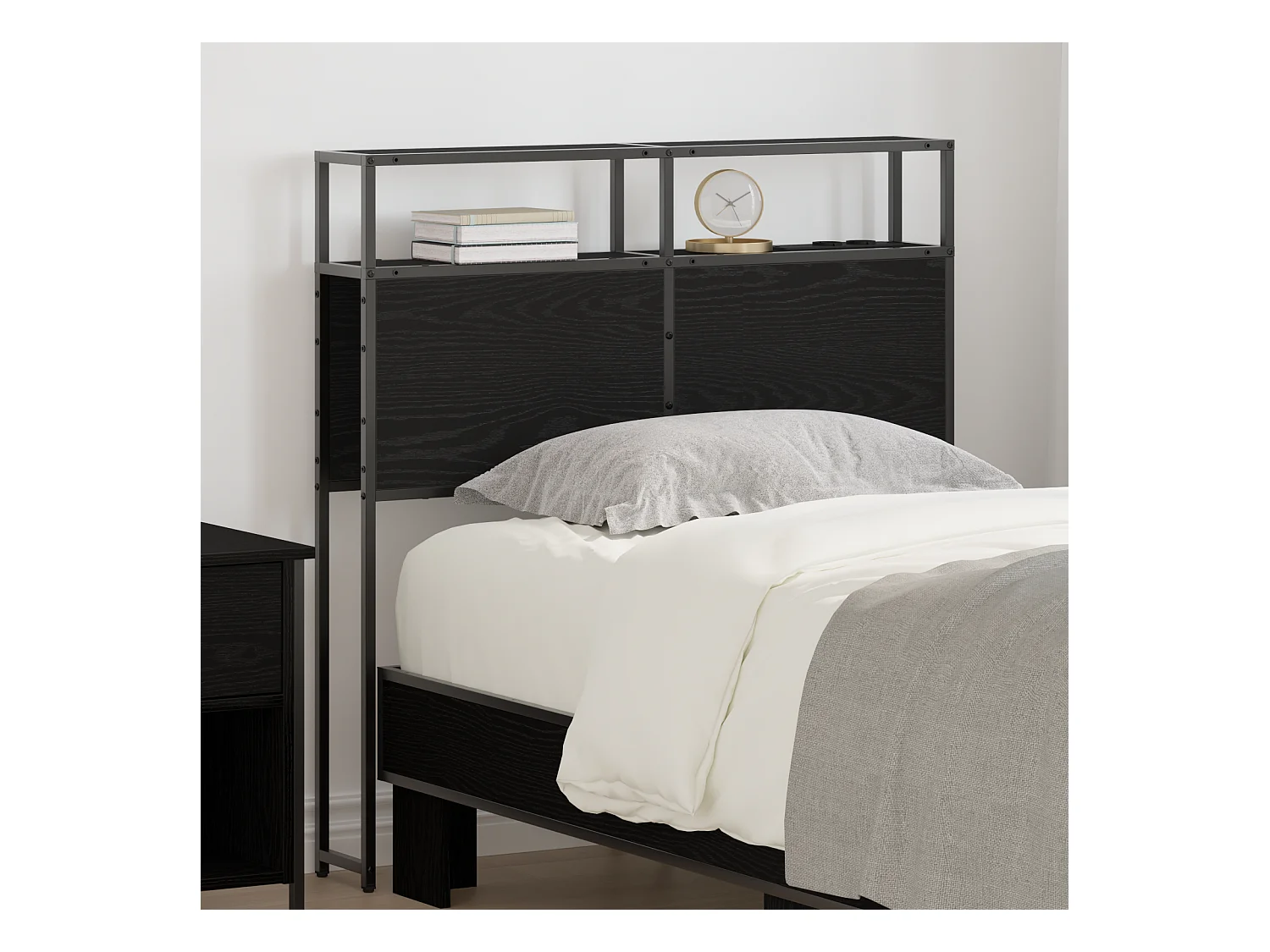 Tête de Lit de rangement | Panneau de tête pour lit Chêne noir 100 cm Bois d'ingénierie