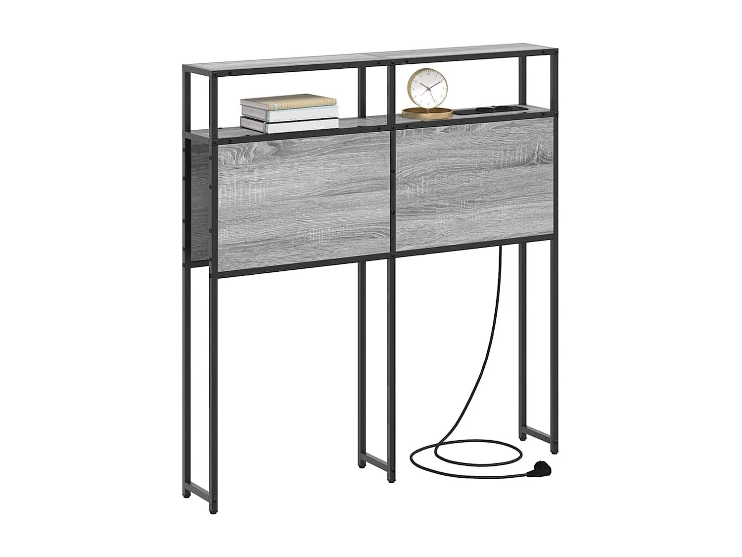 Mueble cabecero con almacenamiento | Cabecera de almacenamiento con estante Gris sonoma 75 cm