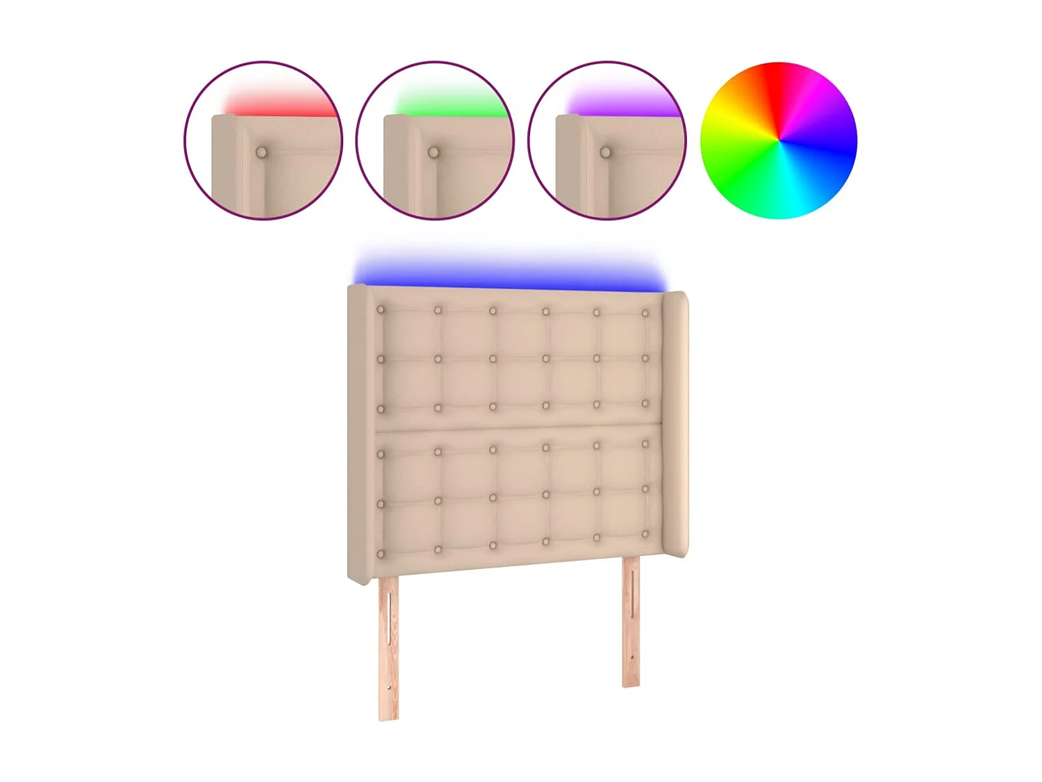 Tête de Lit | Panneau de tête pour lit Moderne à LED Cappuccino 93x16x118/128 cm Similicuir