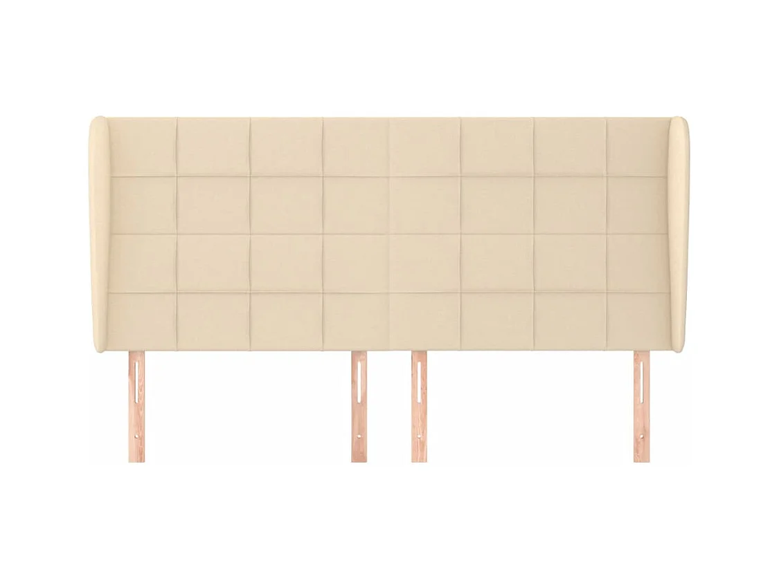 Cabecero | Cabezal de Cama | Mueble cabecero con orejas de tela color crema 183x23x118/128 cm