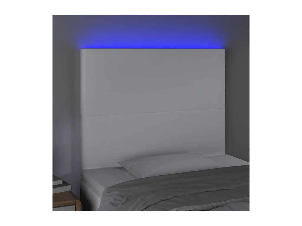 Tête de Lit | Panneau de tête pour lit Moderne à LED Blanc 100x5x118/128 cm Similicuir