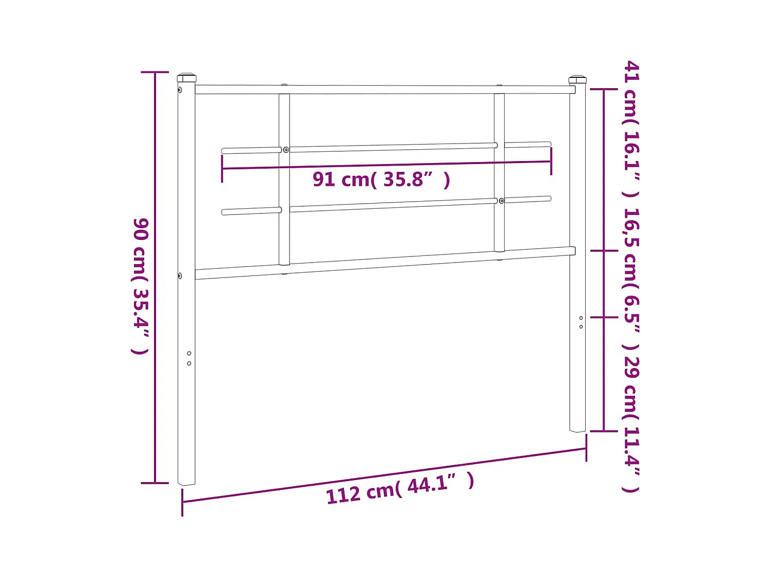 Mueble cabecero | Cabezal de cama | Cabecero de metal negro 107 cm