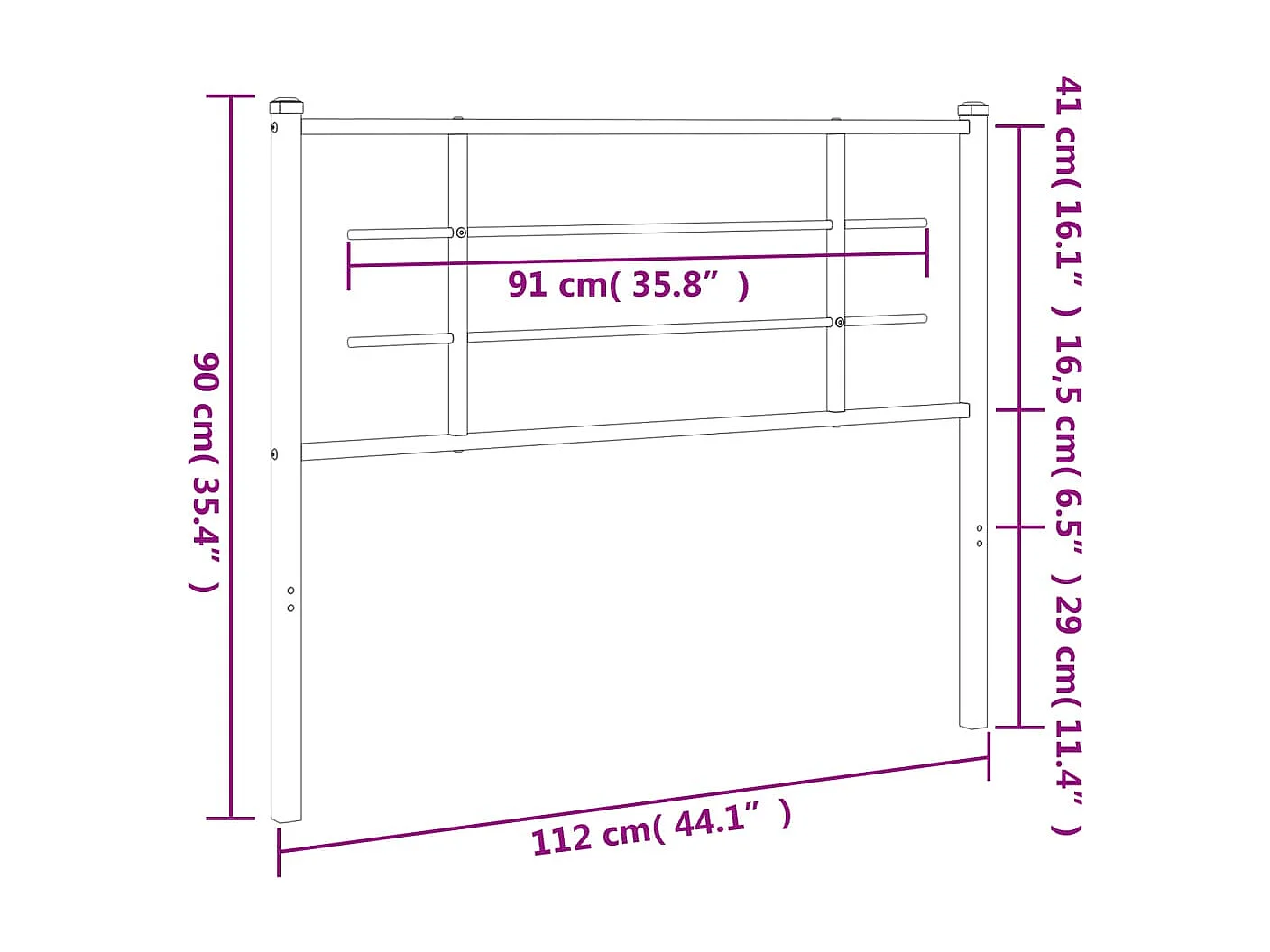 Tête de Lit | Panneau de tête pour lit Moderne métal noir 107 cm