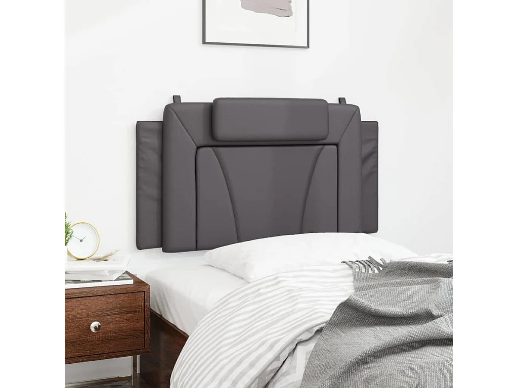 Cabecero de Cama | Cabezal de cama | Mueble de cabecero acolchado Viana cuero sintético gris 100 cm