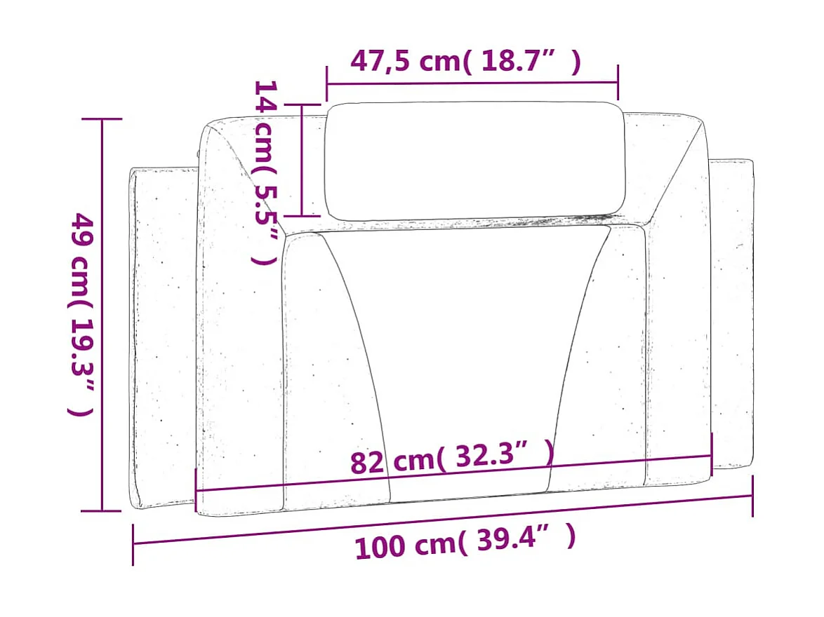 Cabecero de Cama | Cabezal de cama | Mueble de cabecero acolchado Viana cuero sintético gris 100 cm