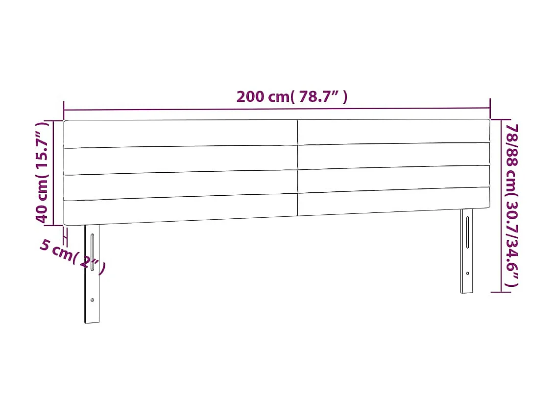 Tête de Lit | Panneau de tête pour lit Moderne à LED Gris clair 200x5x78/88 cm Tissu