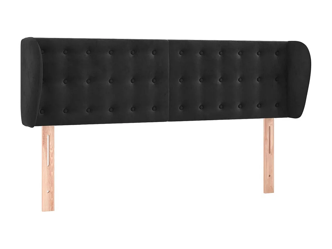 Mueble cabecero | Cabezal de cama | Cabecero de terciopelo negro 147x23x78/88 cm