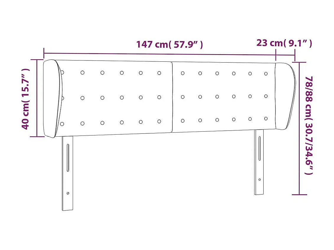 Mueble cabecero | Cabezal de cama | Cabecero de terciopelo negro 147x23x78/88 cm