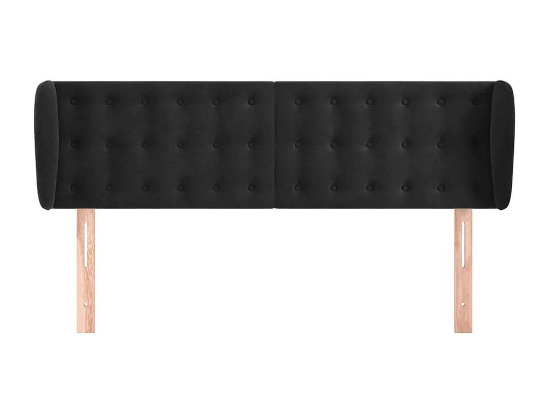 Tête de Lit | Panneau de tête pour lit Moderne avec oreilles Noir 147x23x78/88 cm Velours