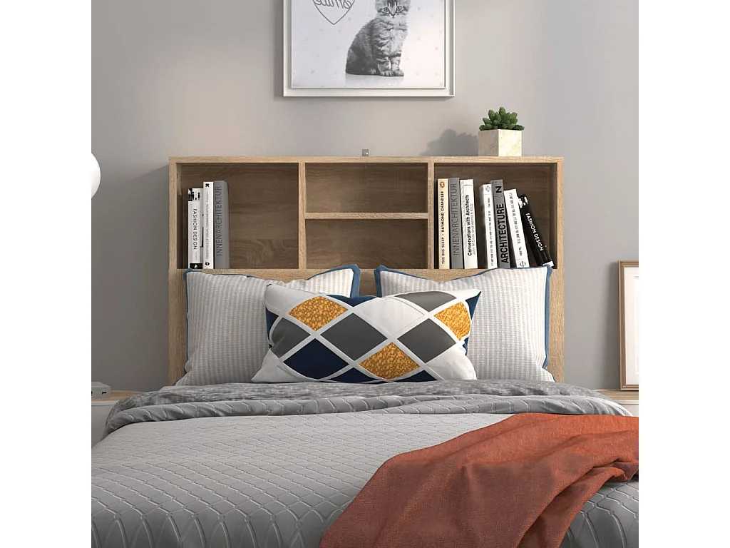 Tête de Lit avec rangement | Armoire de tête de lit chêne sonoma 100x19x103,5 cm