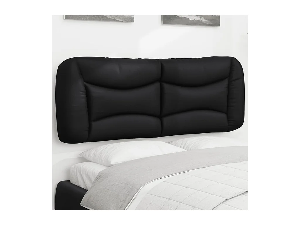 Cabecero de Cama | Cabezal de cama | Mueble de cabecero acolchado Hvar cuero sintético negro 140 cm