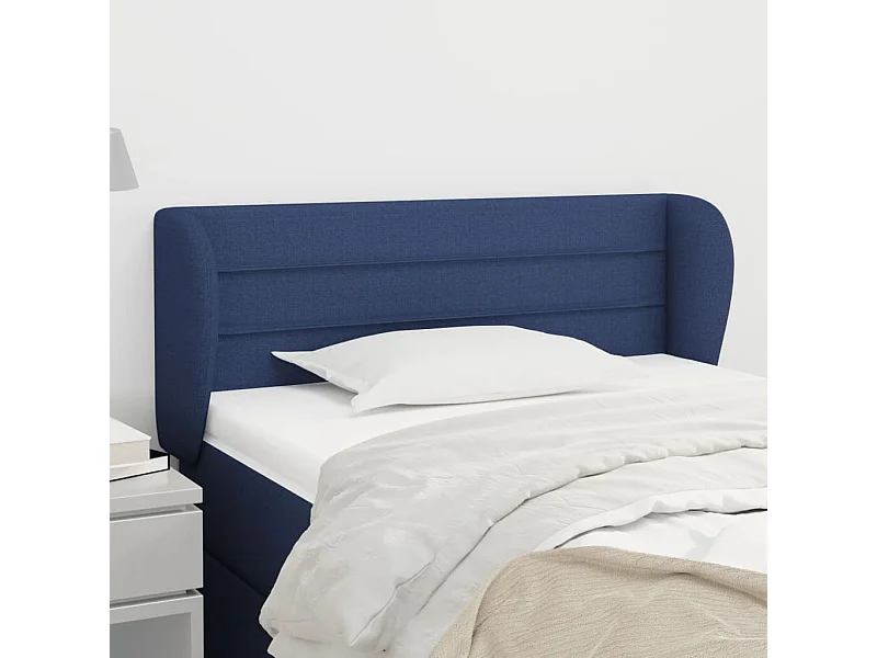 Tête de Lit | Panneau de tête pour lit Moderne avec oreilles Bleu 103x23x78/88 cm Tissu