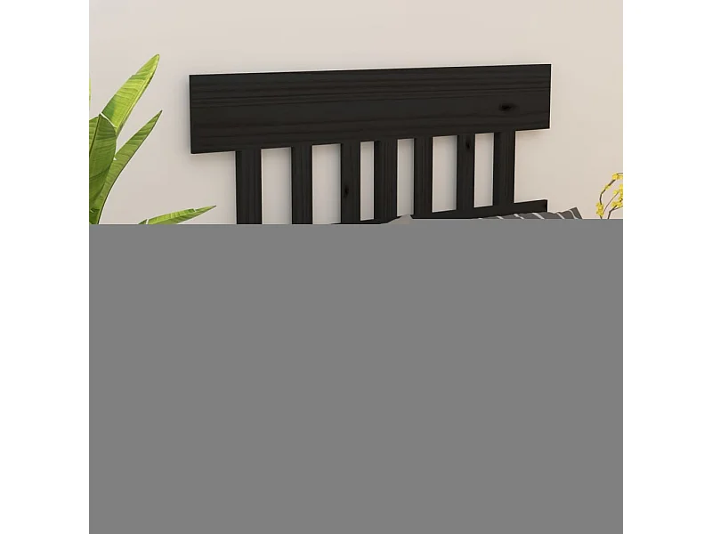 Cabecero de Cama | Cabezal de cama | Mueble de cabecero madera maciza de pino negro 123,5x3x81 cm