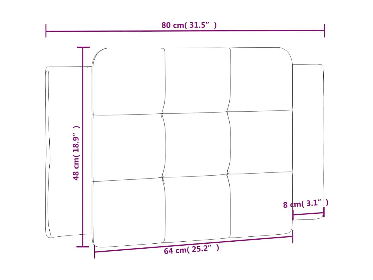 Cabecero de Cama | Cabezal de cama | Mueble de cabecero acolchado Zadar cuero sintético marrón 80 cm