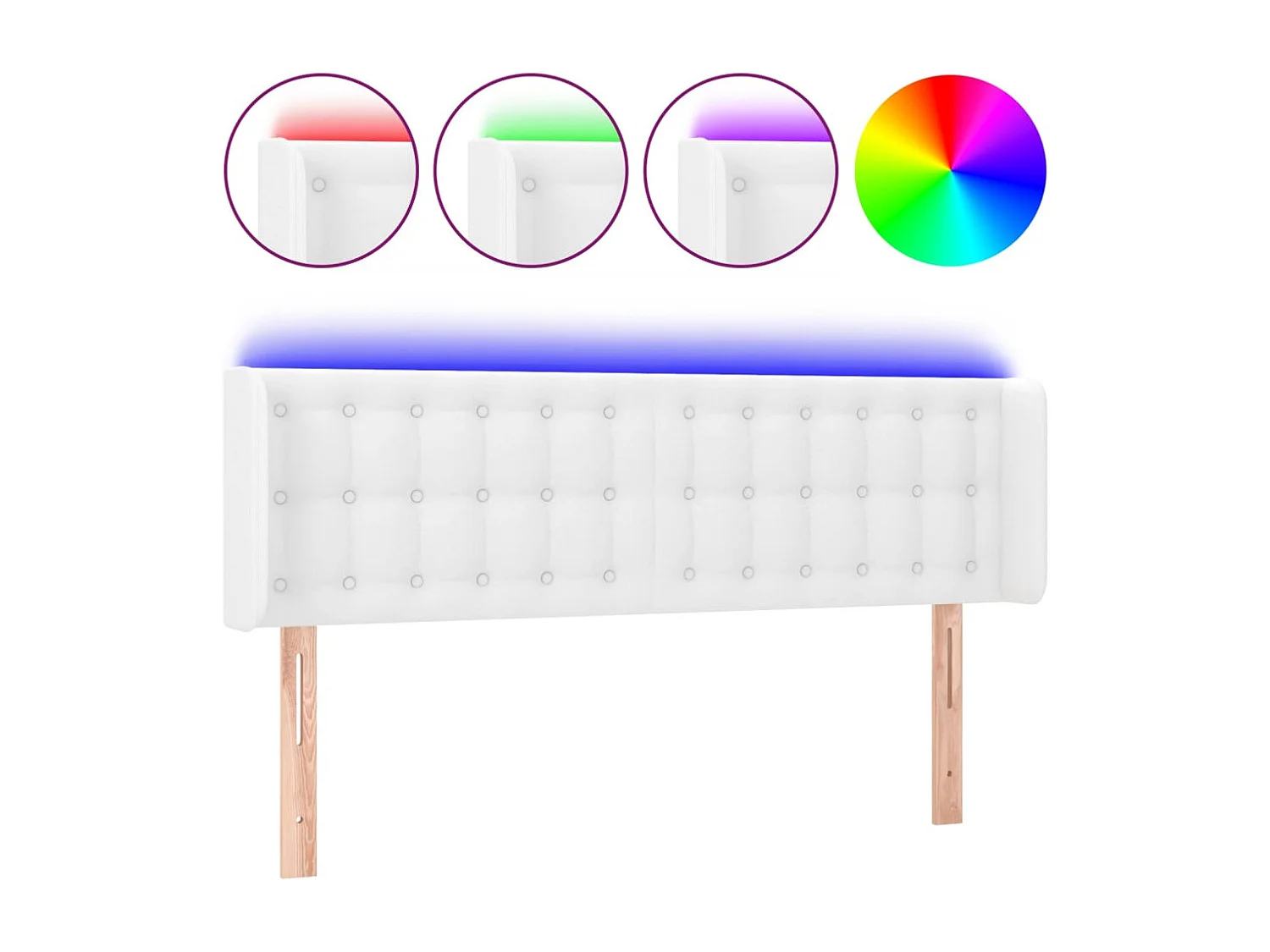 Tête de Lit | Panneau de tête pour lit Moderne à LED Blanc 147x16x78/88 cm Similicuir
