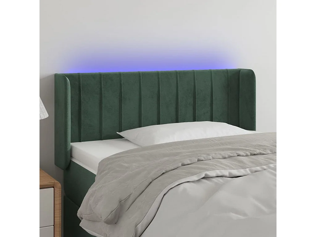 Hoofdbord | Hoofdeinde LED 93x16x78/88 cm fluweel donkergroen