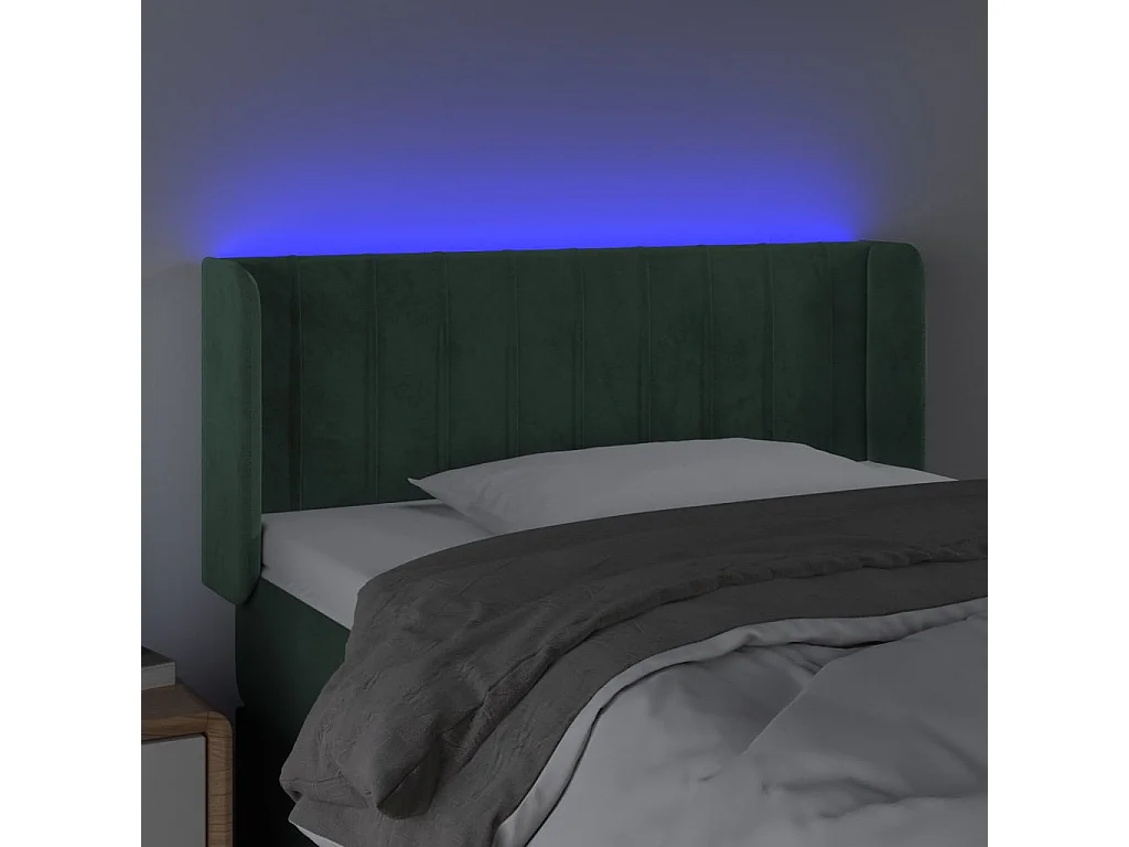 Hoofdbord | Hoofdeinde LED 93x16x78/88 cm fluweel donkergroen
