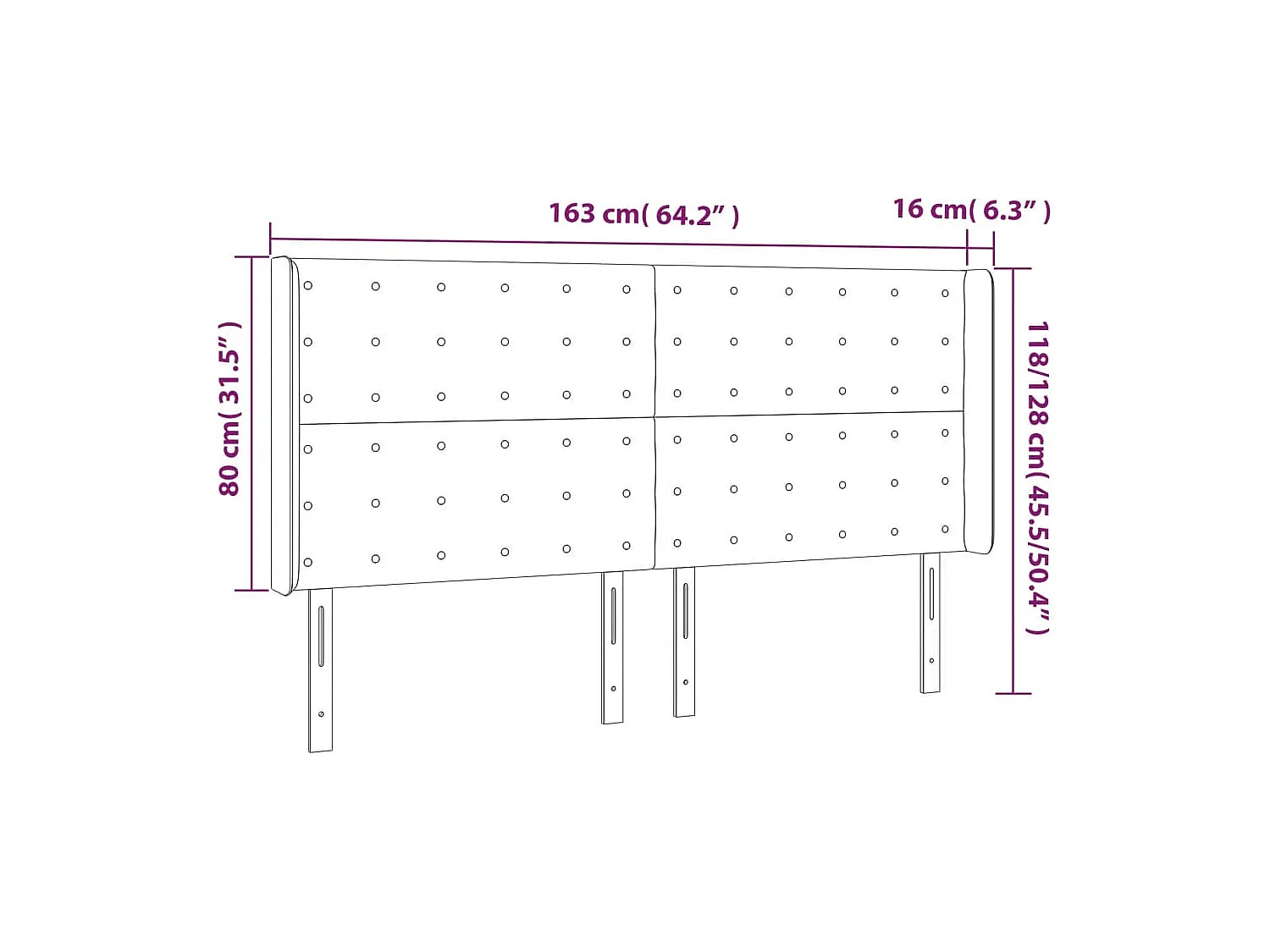 Mueble cabecero | Cabezal de cama | Cabecero con LED de tela color crema 163x16x118/128 cm