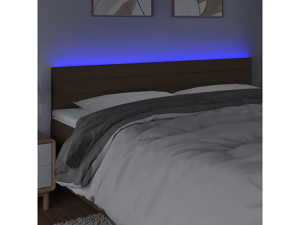 Hoofdbord | Hoofdeinde LED 180x5x78/88 cm stof donkerbruin
