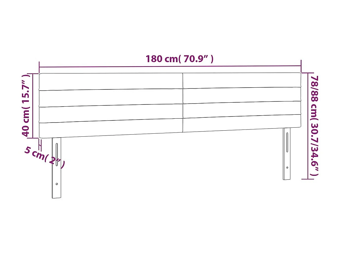 Hoofdbord | Hoofdeinde LED 180x5x78/88 cm stof donkerbruin