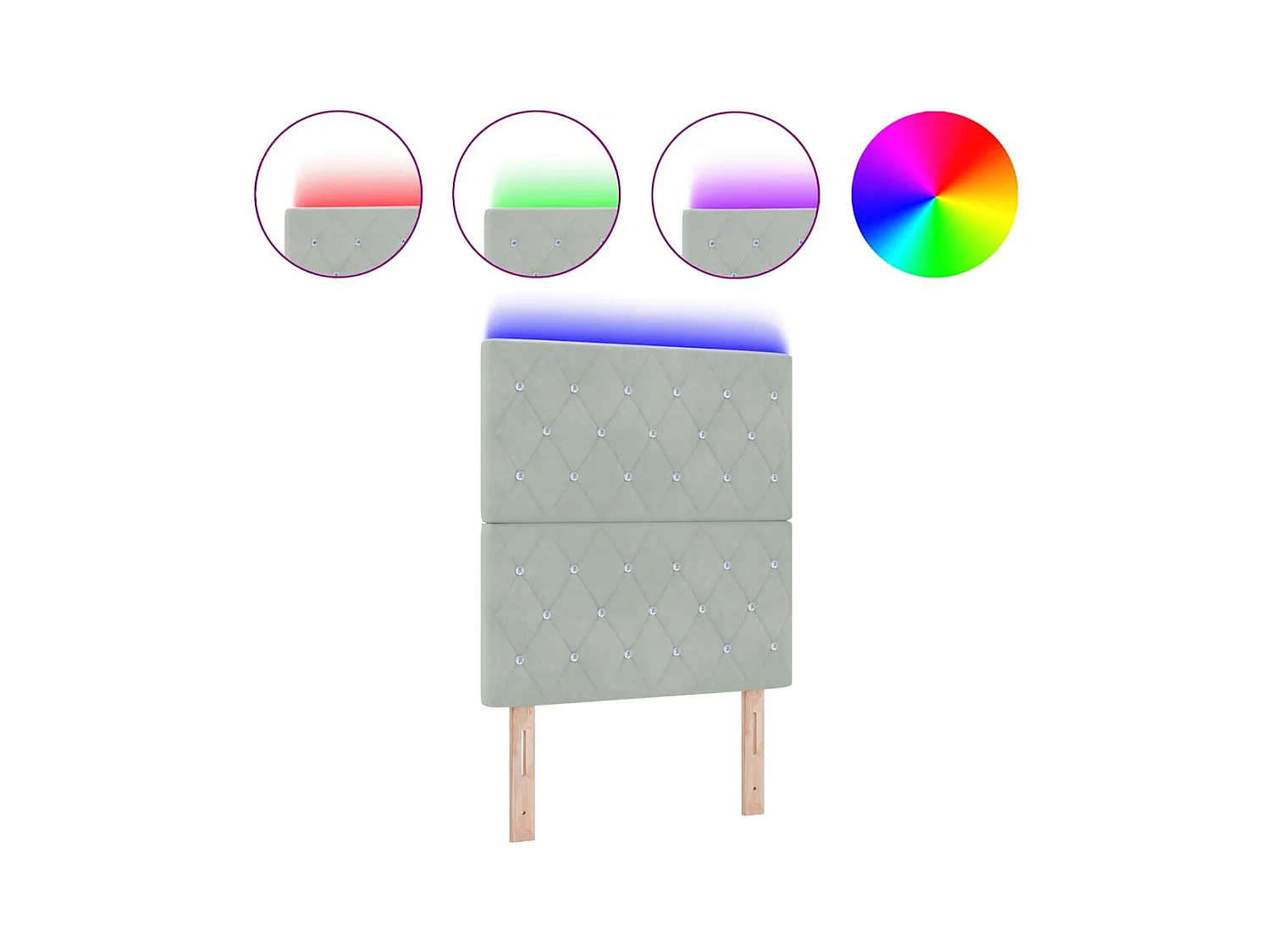 Mueble cabecero | Cabecero | Cabezal de cama LED con luces de tiras LED Gris claro 80 cm Terciopelo