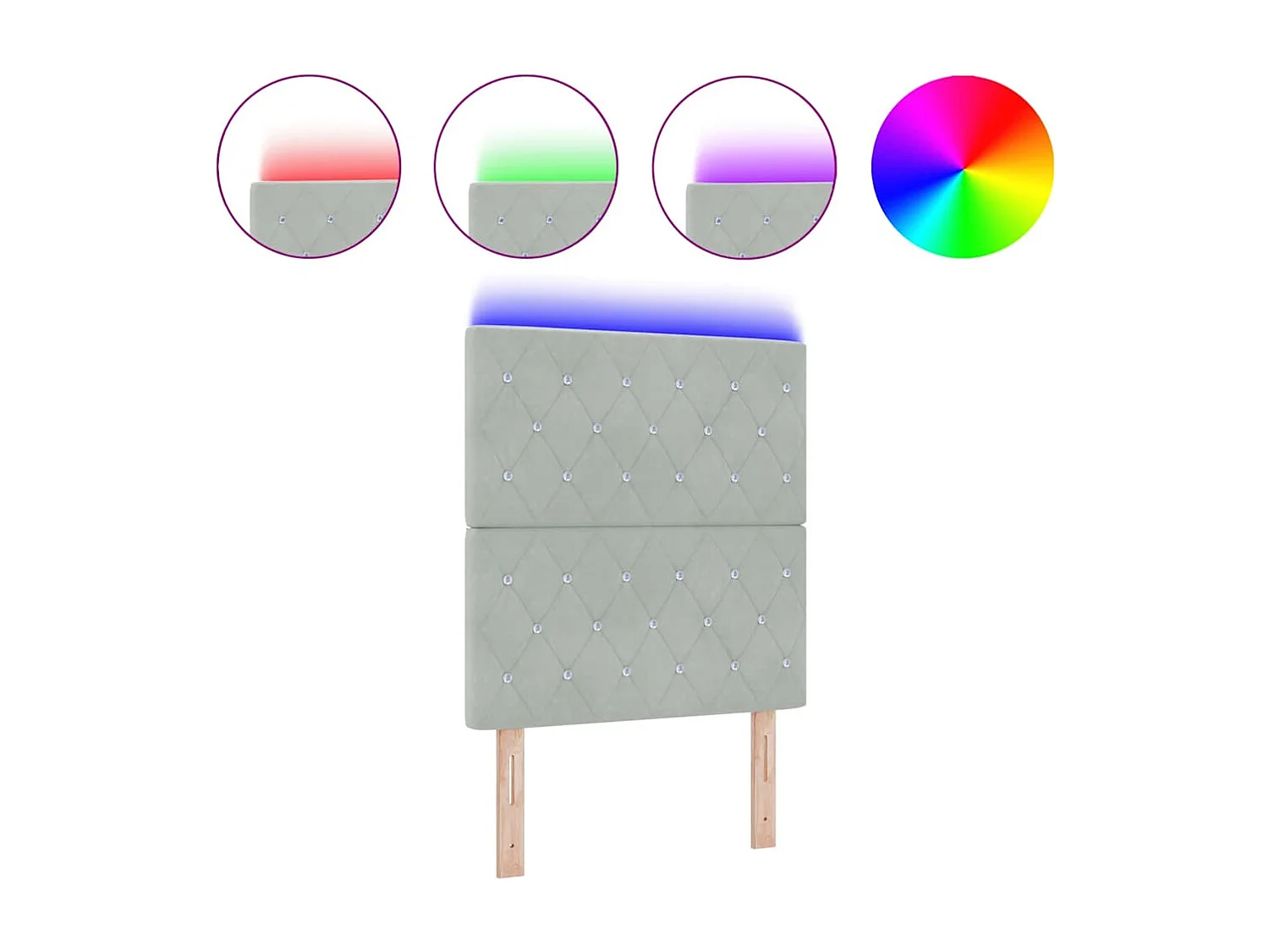 Tête de Lit | Panneau de tête pour lit Moderne LED Argyle Manuel Gris clair 80 cm Velours