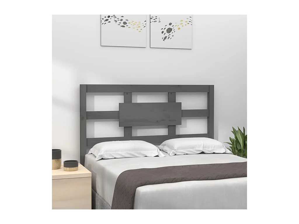 Cabecero de Cama | Cabezal de cama | Mueble de cabecero madera maciza de pino gris 80,5x4x100 cm