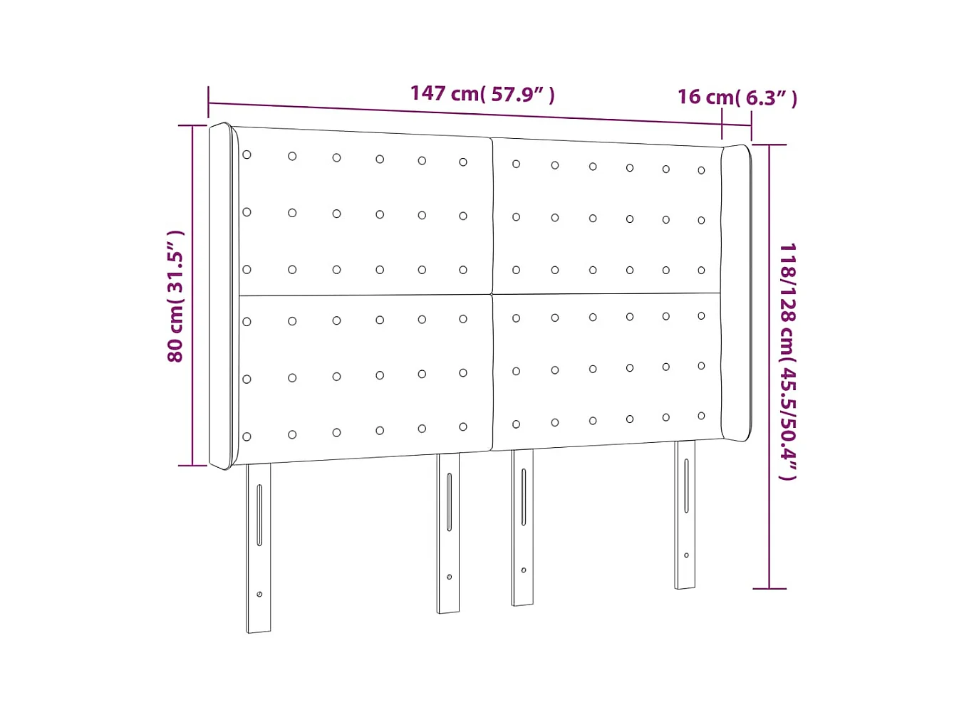 Mueble cabecero | Cabezal de cama | Cabecero con LED de tela negro 147x16x118/128 cm