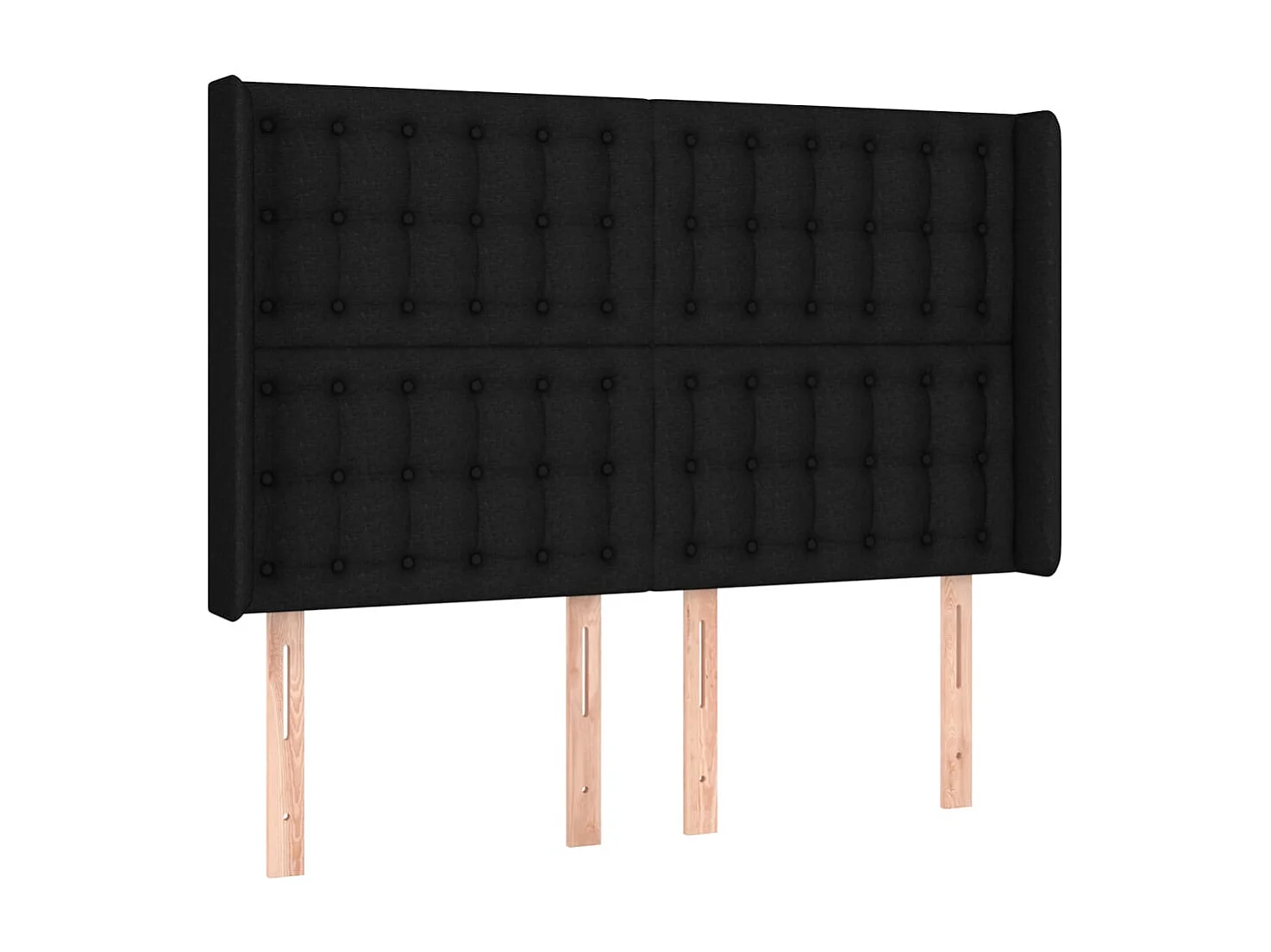 Tête de Lit | Panneau de tête pour lit Moderne à LED Noir 147x16x118/128 cm Tissu